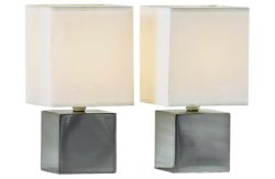 HOME Pair of Cube Touch Table Lamps - Cream